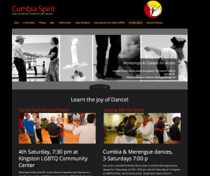 Cumbia Spirit, client maintained website designed by Wordimagemedia