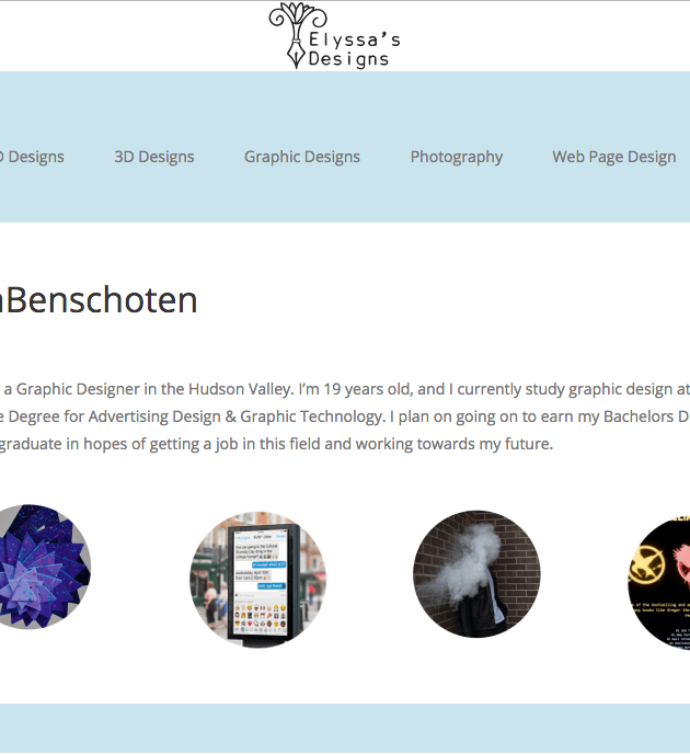 Elyssa VanBenshoten 2017 HTML, CSS, WordPress