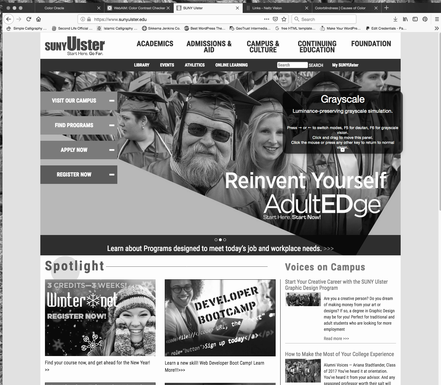 black and white version of SUNY Ulster page